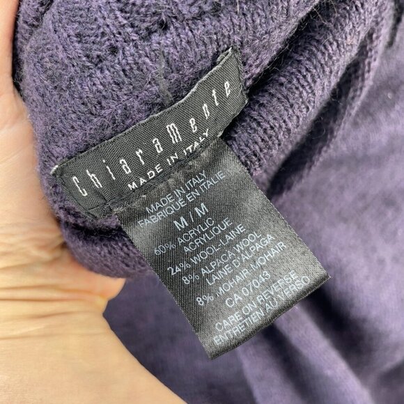 CHIARAMENTE Italy Lagenlook Convertible Knit Tunic Purple Wool Blend OS - Picture 6 of 6